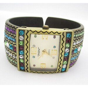 Women POV Multicolor Quartz WR Analog 28mm Dial Causal Bangle Cuff Watch (G541)
